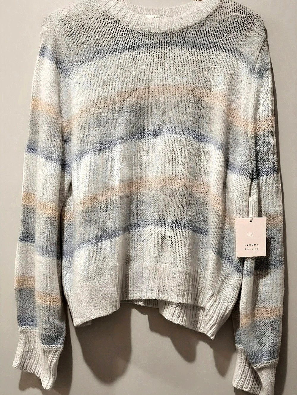 Lauren Conrad Abstract Stripe Sweater in Cream & Blue NWT - Size XL